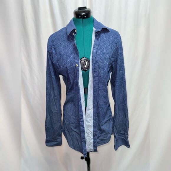 Lufian Elegant Blue Slim Fit Button Front Shirt | Sz L - Picture 2 of 6